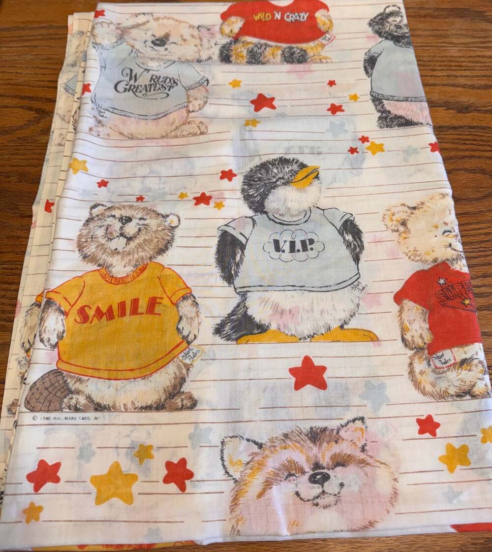 Vintage 1980 Hallmark Shirt Tales Dan River Twin Flat Sheet